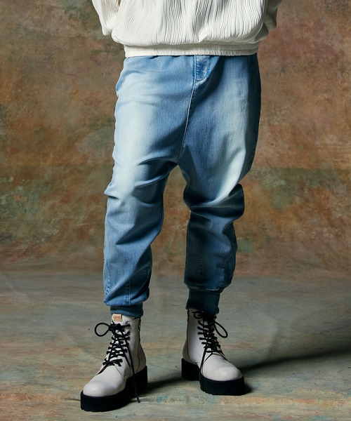 glamb グラム サルエルパンツ ダメージ加工 インディゴ L. glamb