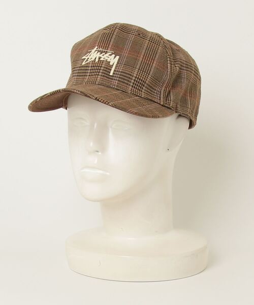 STUSSY（ステューシー） チェック柄キャップ L ブラウン レディース