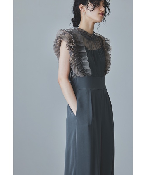 niana（ニアナ） パンツドレス フリルハイウエストワイドパンツドレス