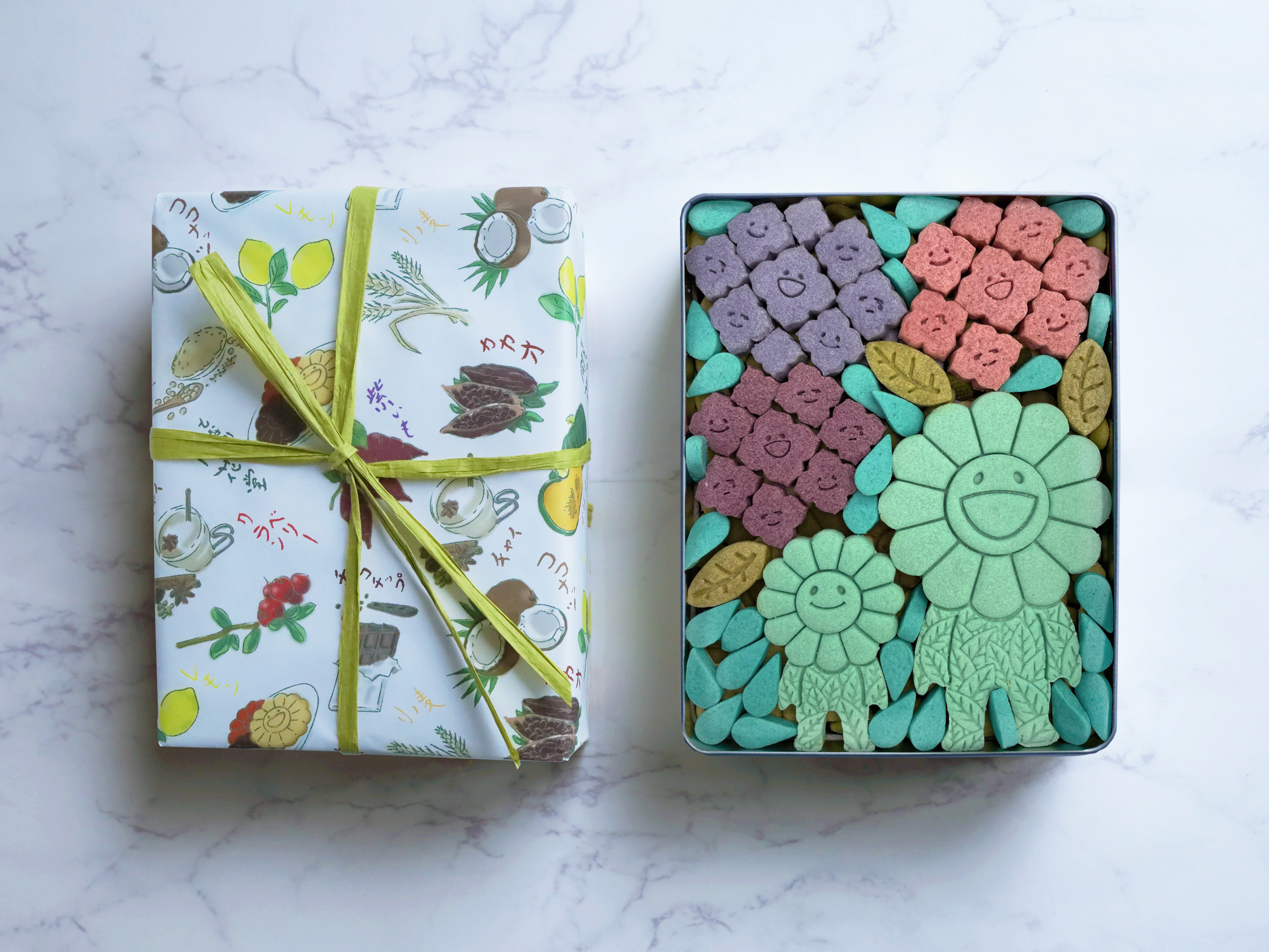 お花の親子のひまわりクッキー缶 となりの開花堂 村上隆