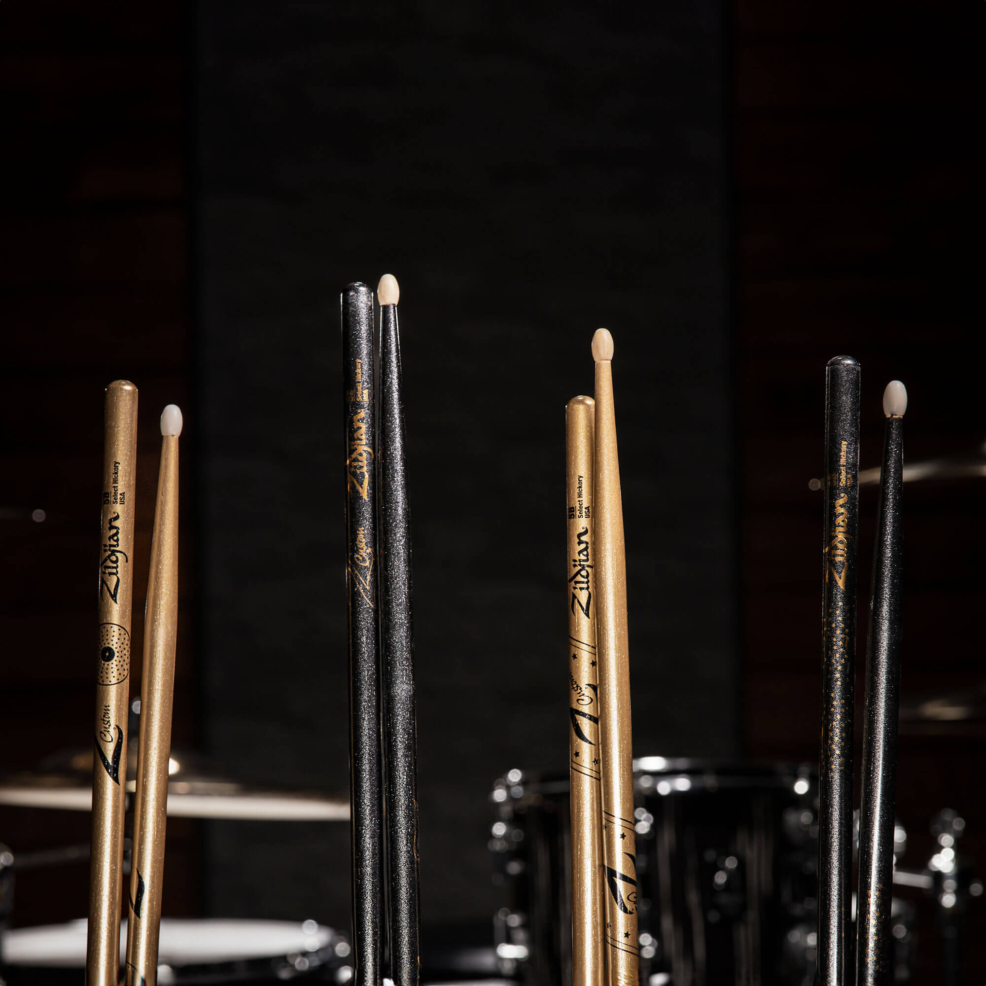 Z Custom LE Drumstick Collection 5B Black Chroma, Wood Tip – Zildjian