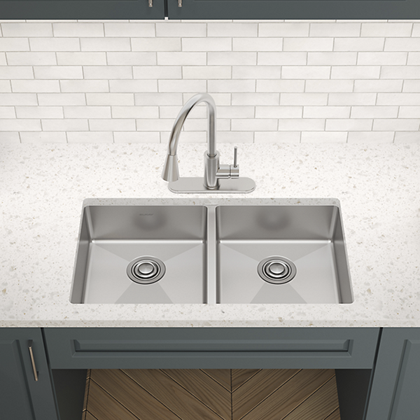 Elkay SS 33 x 22 x 6 Equal Double Dual Mount ADA Sink | Elkay