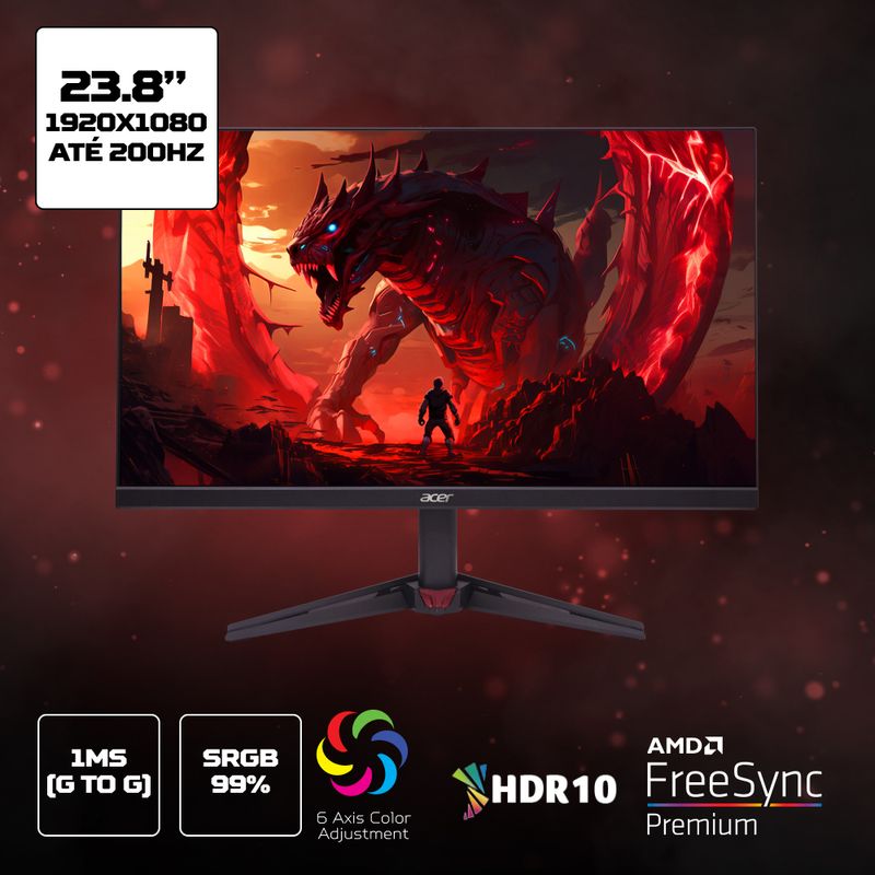Monitor Gamer Acer Nitro VG240Y X1biip Tela 23.8