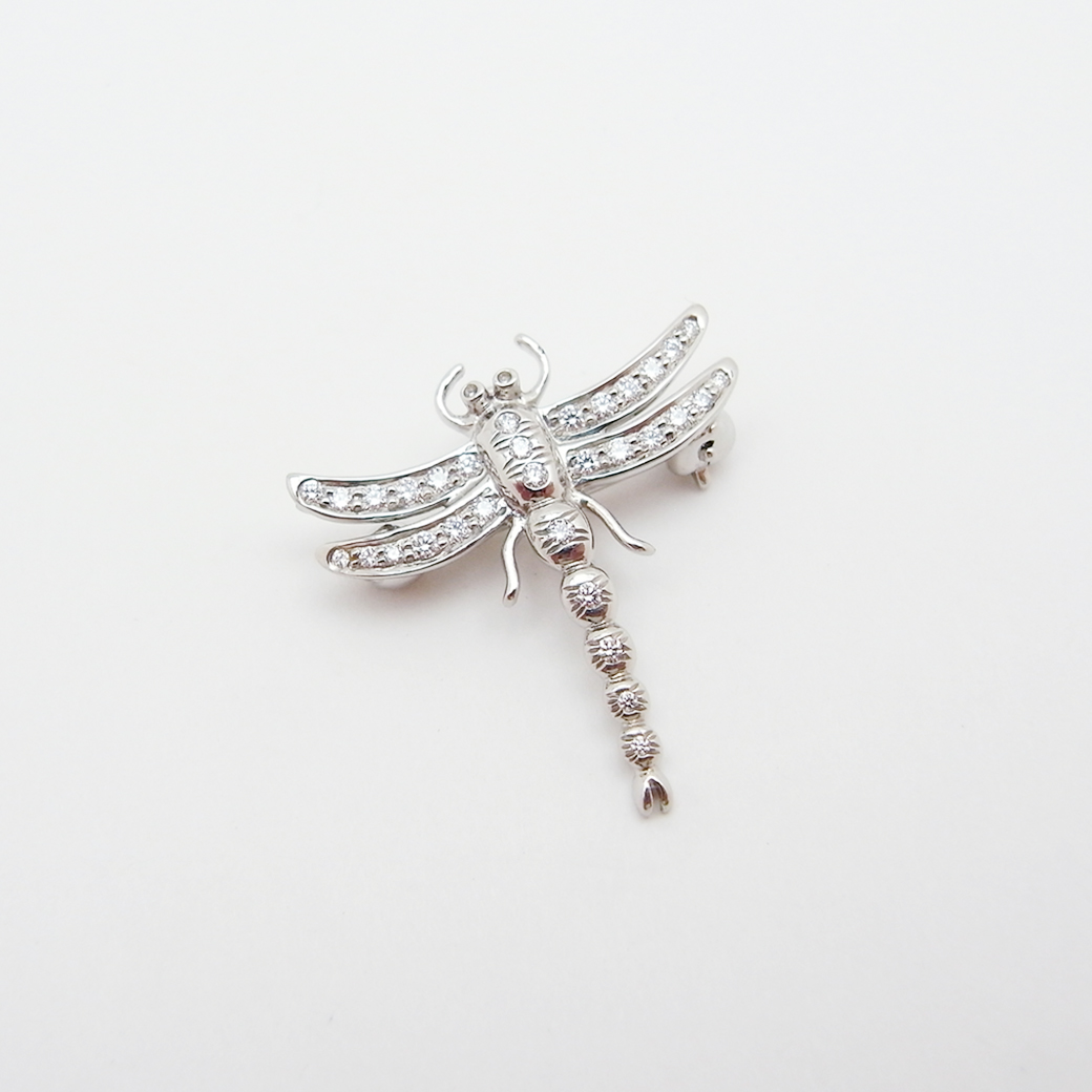 ティファニースクリブルブローチ 750/PT950ダイヤ付き希少