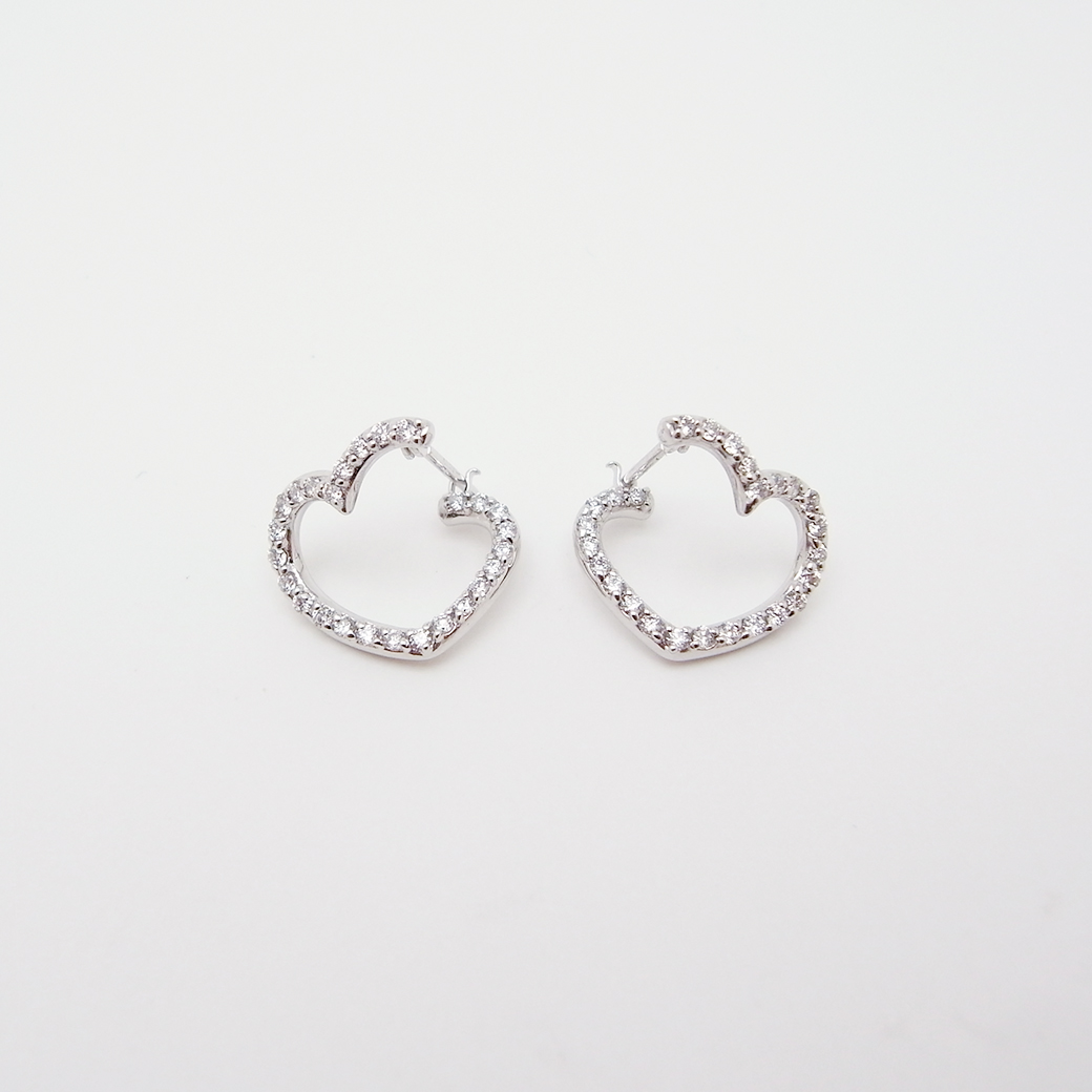 ポンテヴェキオ ハート モチーフ ダイヤモンド フープ ピアス 0.44ct