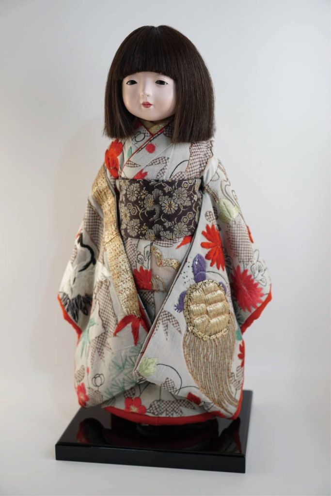 市松人形 女の子 工房朋 森重春幸作 54cm 人毛 ちりめん 日本人形 市松