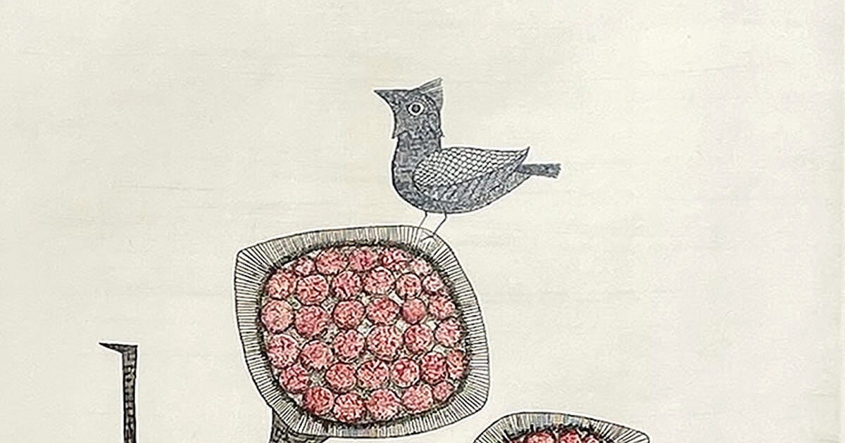 南桂子/鳥と赤い花/絵画販売