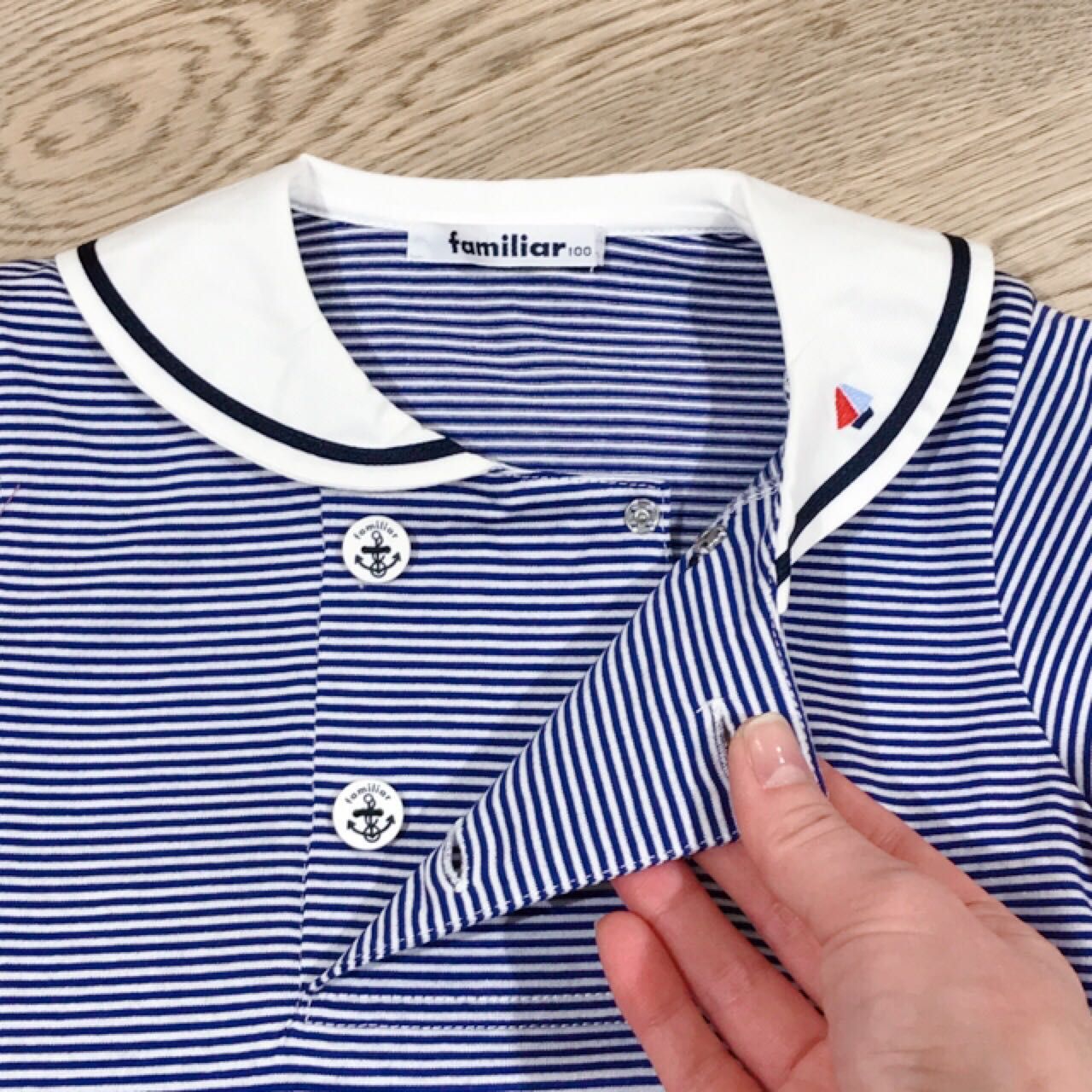 ファミリア 青い長袖Tシャツ 動物刺繍 90cm familiar 水色 長袖Tシャツ