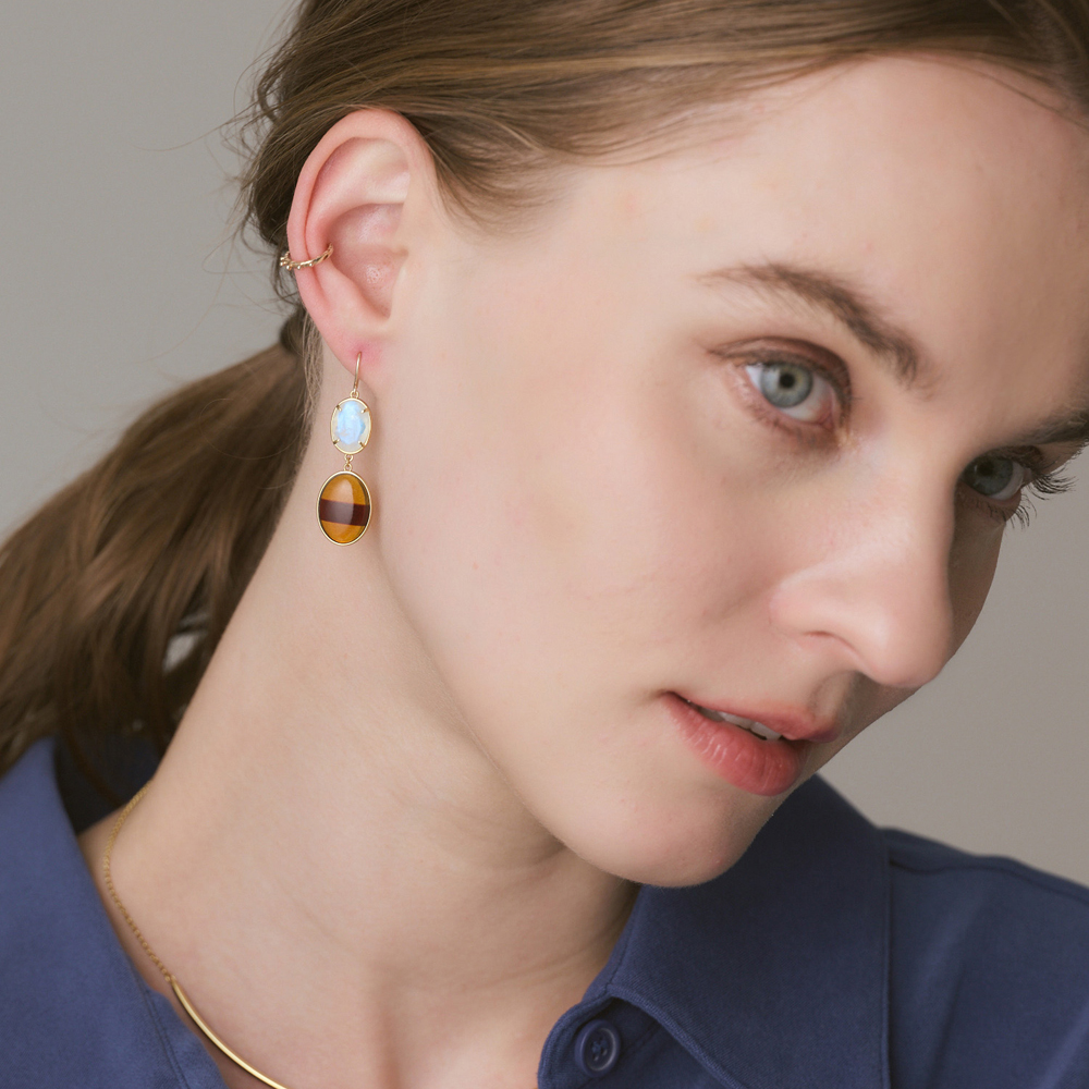 ゴールドラブラドライト／アンバーピアス｜ピアス｜アガット 公式