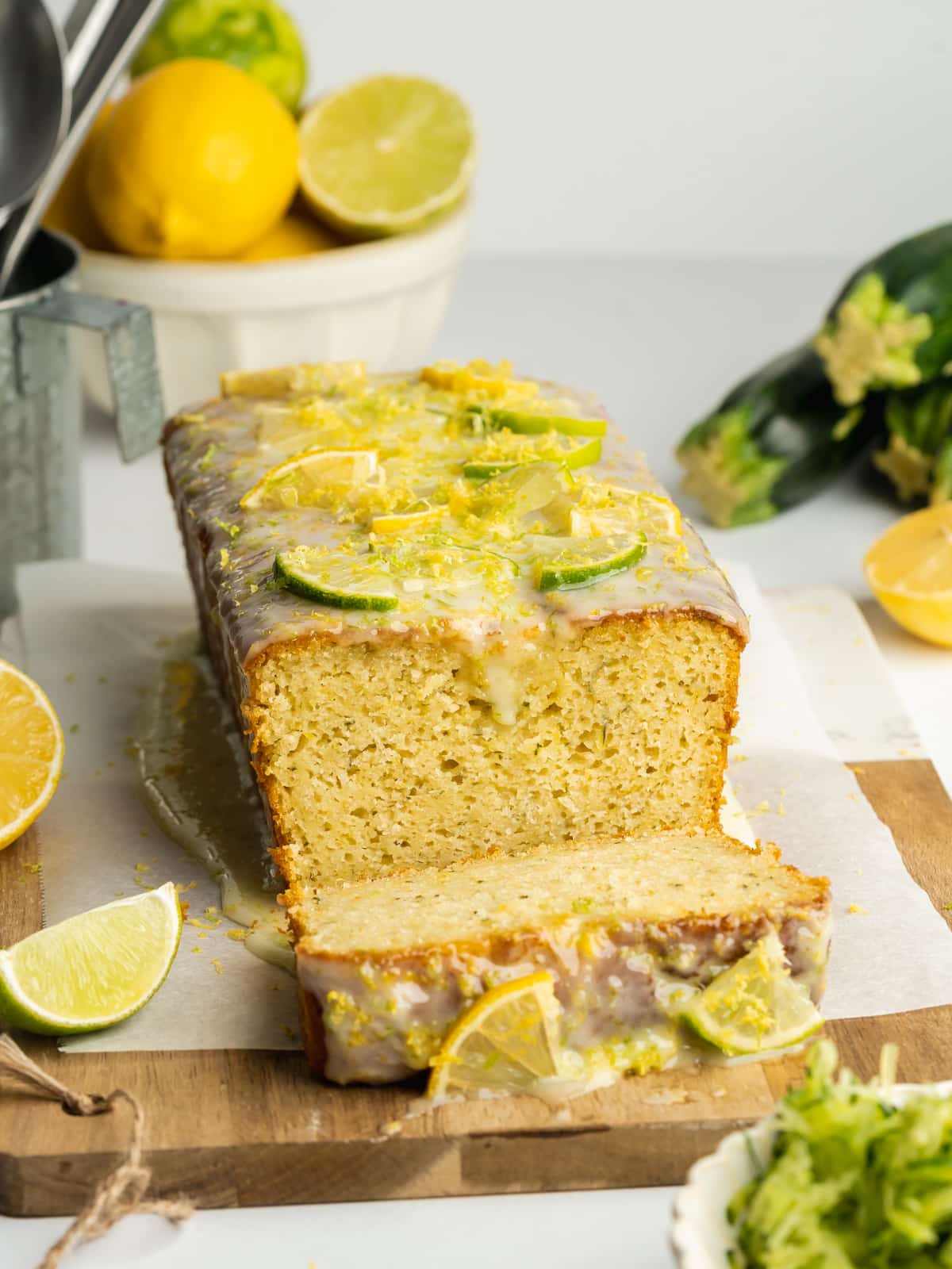 Vegan Lemon Lime Zucchini Bread (GF Option) - Addicted to Dates