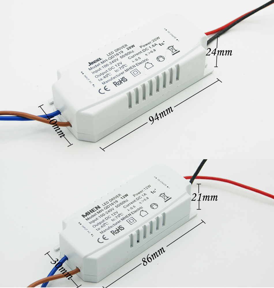 AC 100-240V To DC12V Constant Voltage LED Driver 12W 20W 40W 60W
