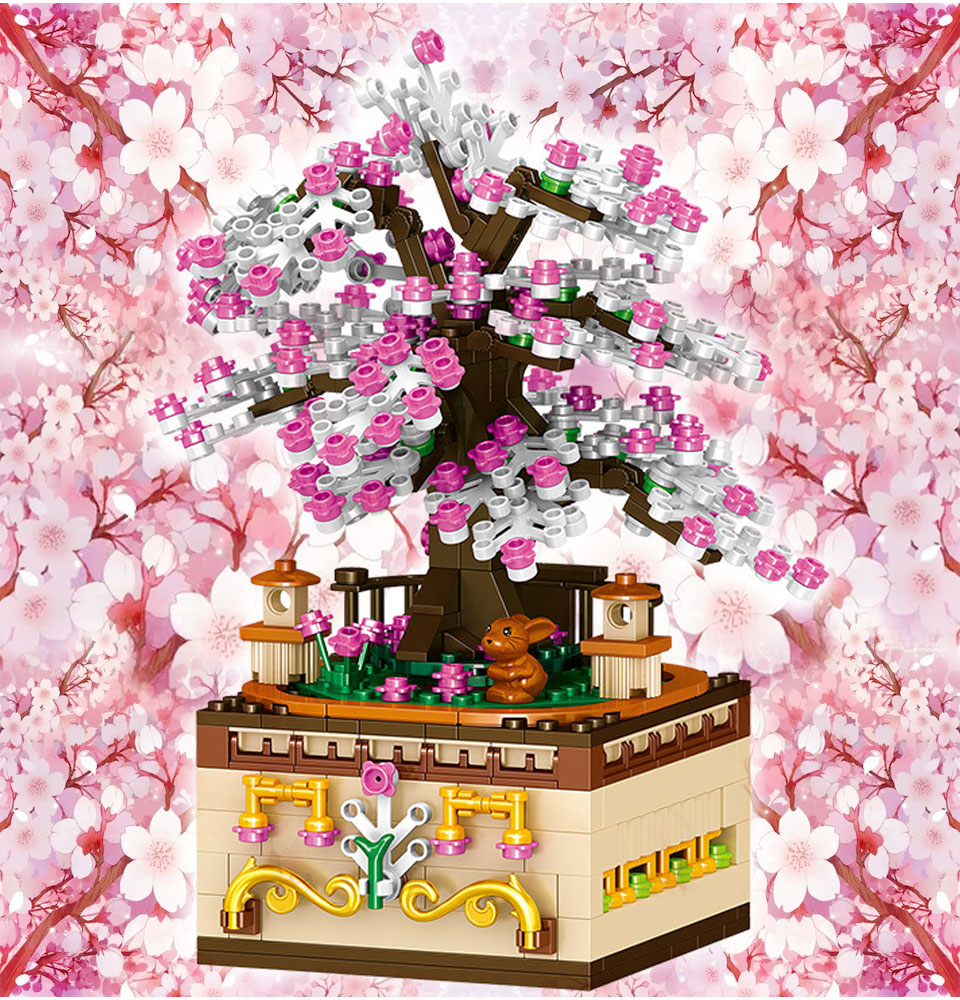 BZDA Cherry Blossom Tree Music Box Rotating Sakura Engineering