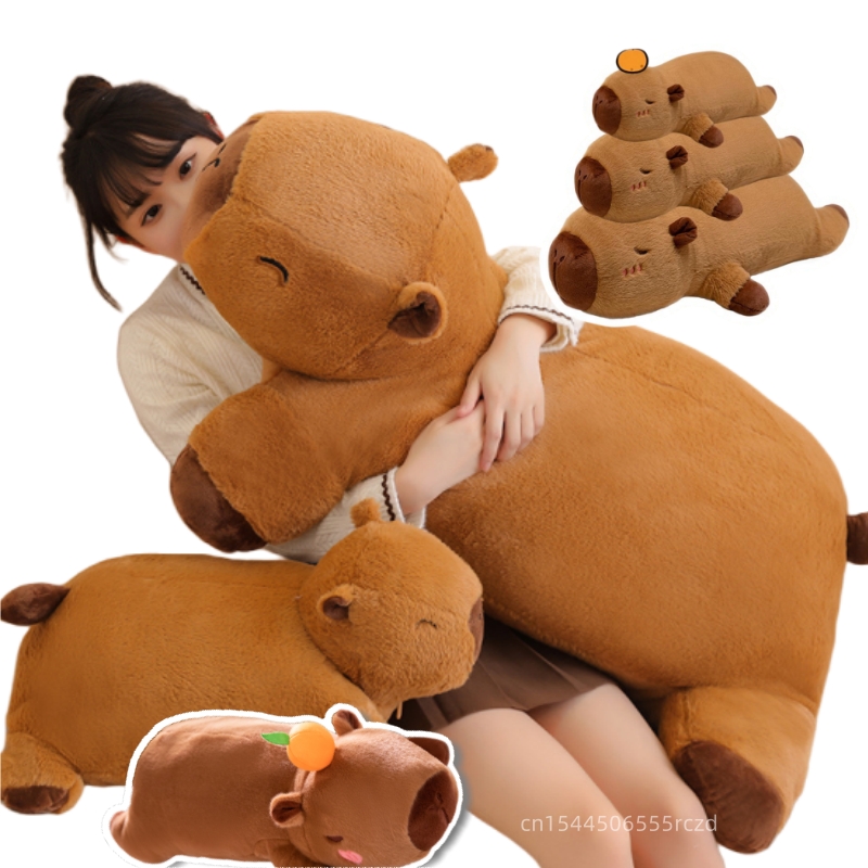 巨大なカピバラぬいぐるみ人形フロアマット、茶色の動物のカーペット