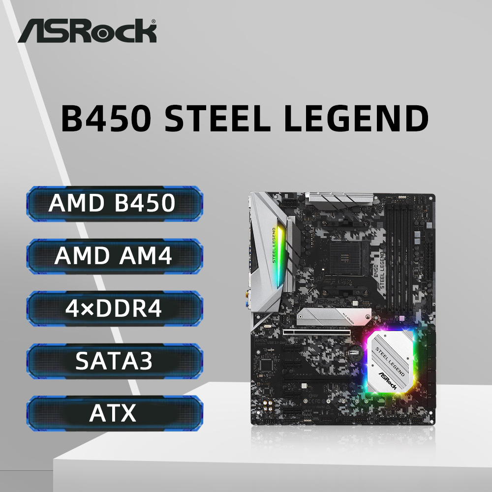 ASRock B450 STEEL LEGEND Motherboard Support Ryzen 5 5600 5600G R7