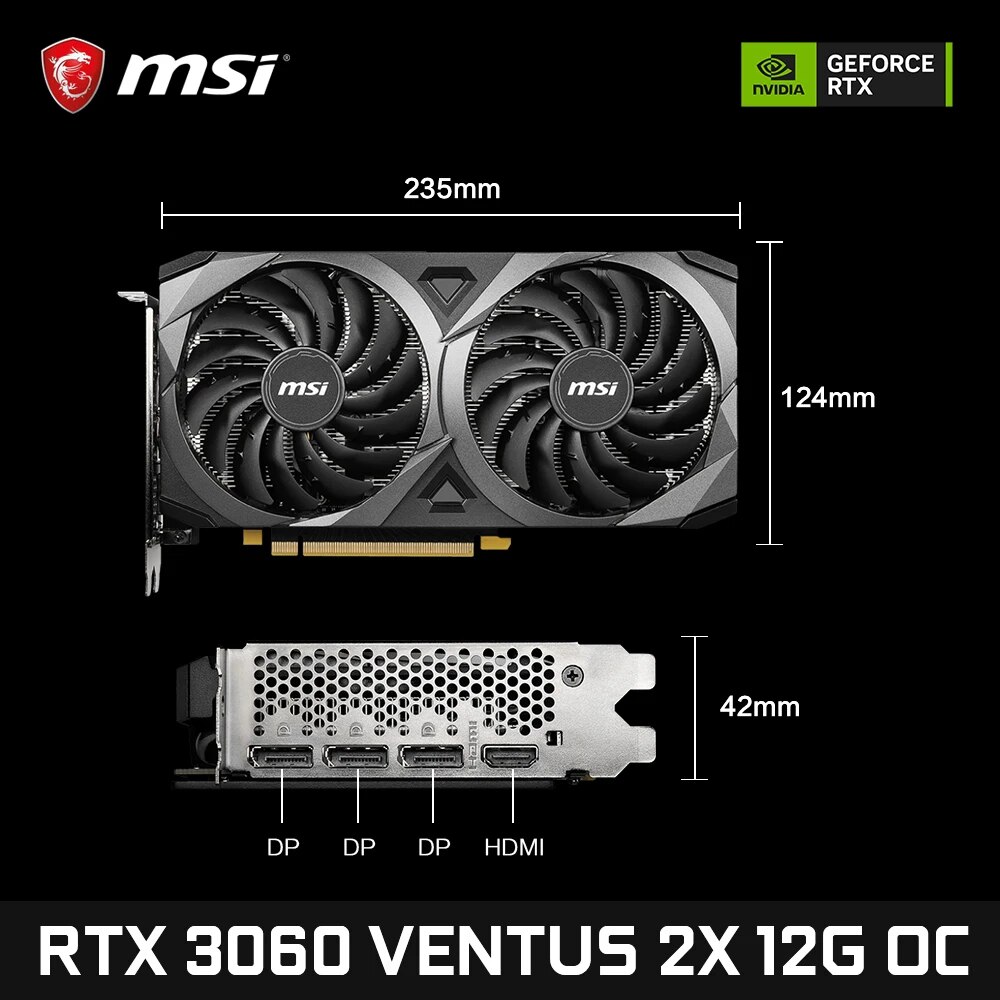 MSI GeForce RTX 3060 VENTUS 2X 12G OC Gaming Graphics Card 12GB