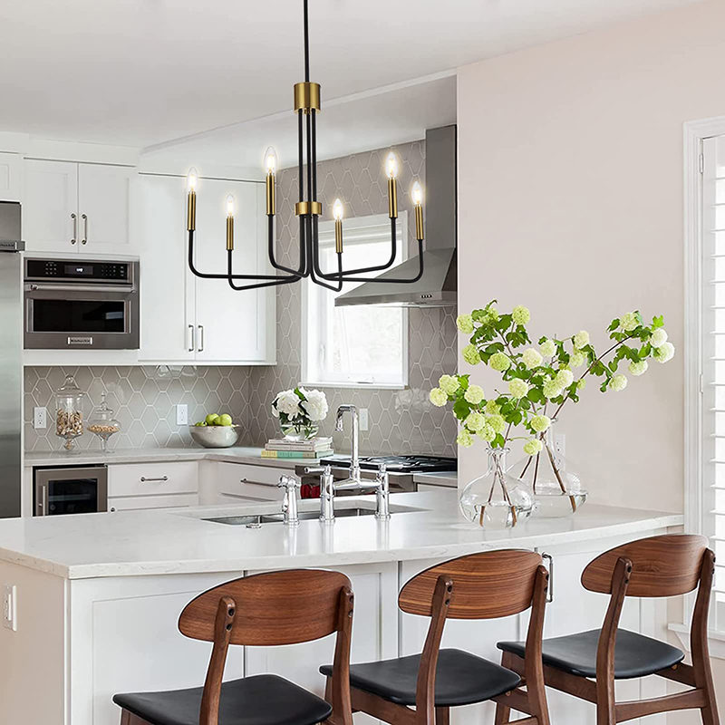 8灯シンプルシャンデリアペンダントライトブラック黒シャンデリア