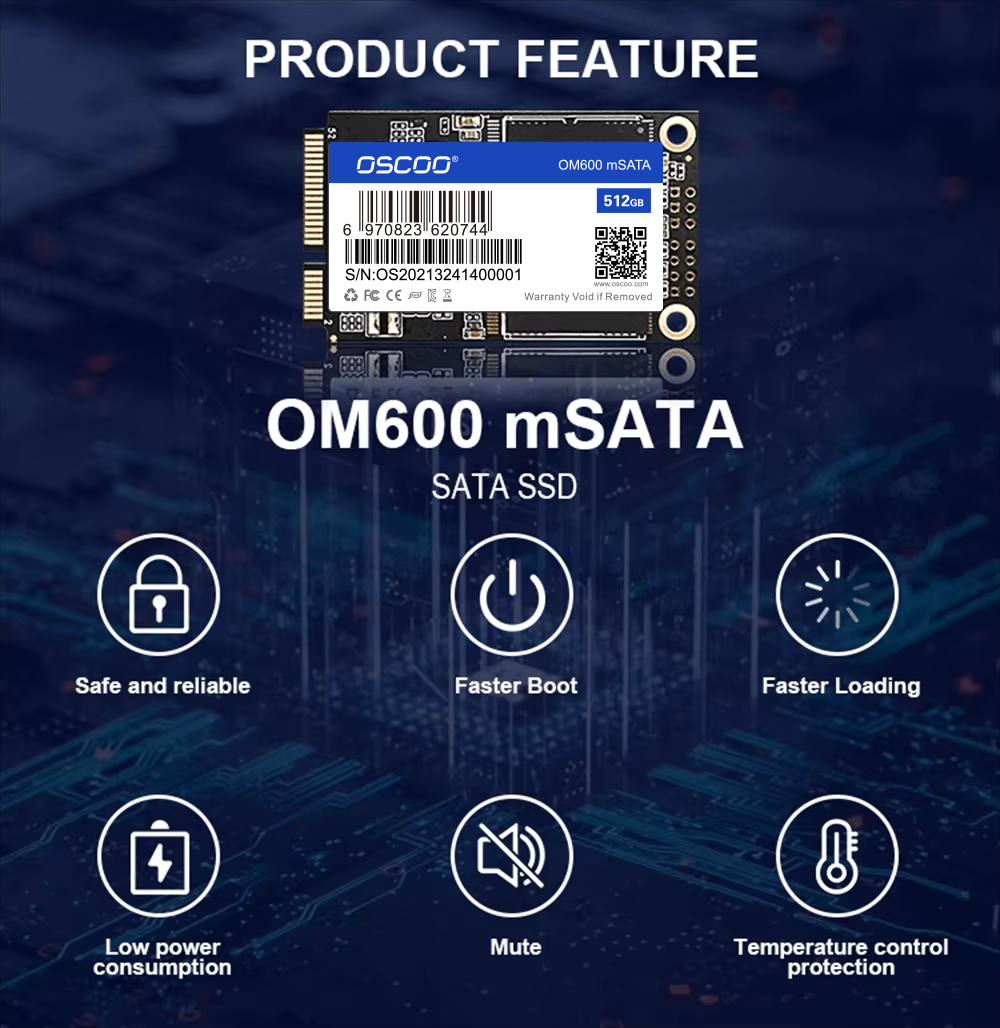 OSCOO mSATA SSD 256GB mSATA SATAIII SSD 512TB 1TB Hard Drive Solid