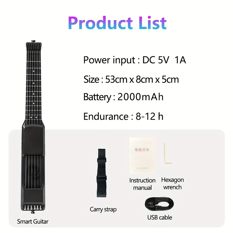 ポータブルスマートポケットギター,7〜12フレット,多機能ロック