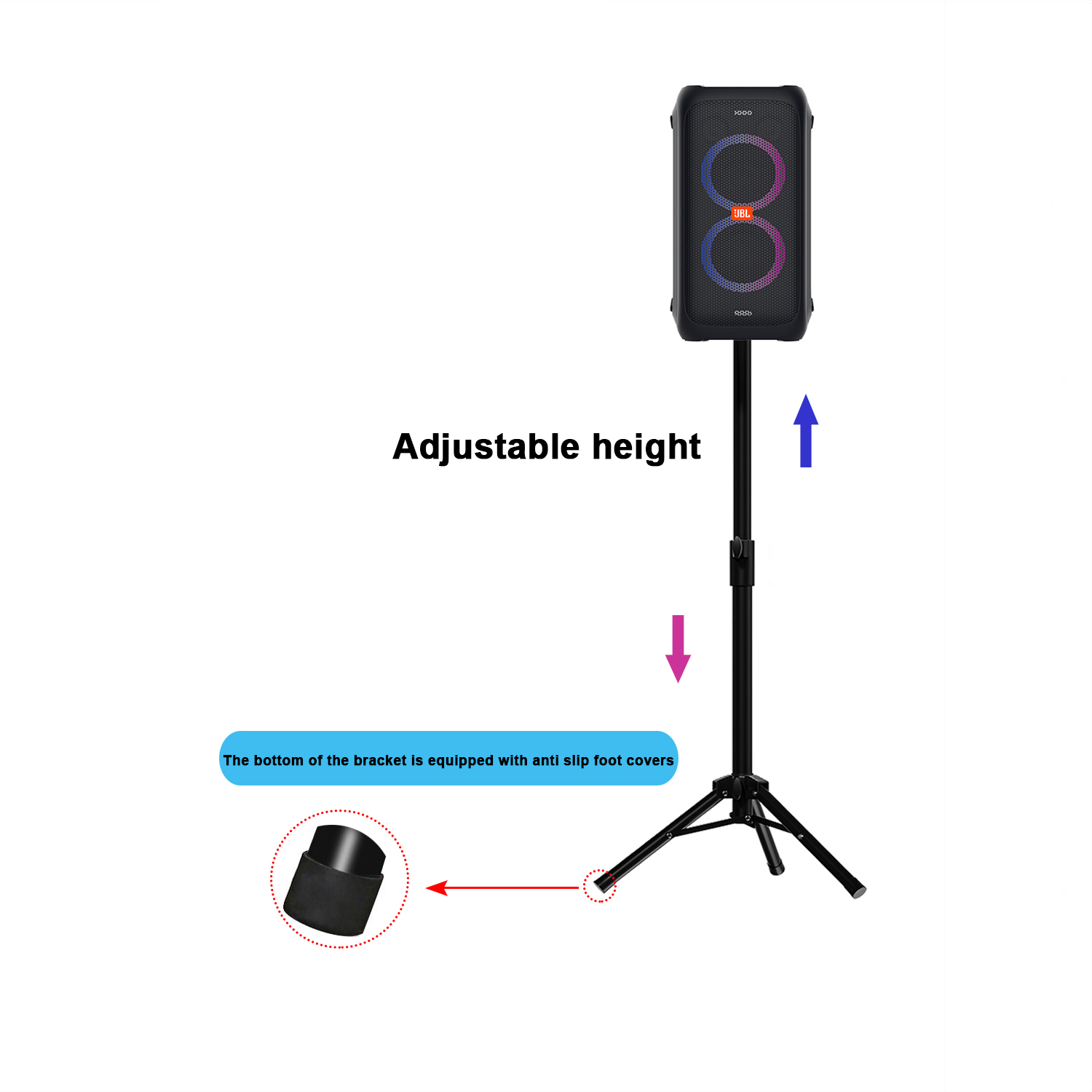 For JBL Partybox100/Partybox110/Partybox120 speaker tripod height