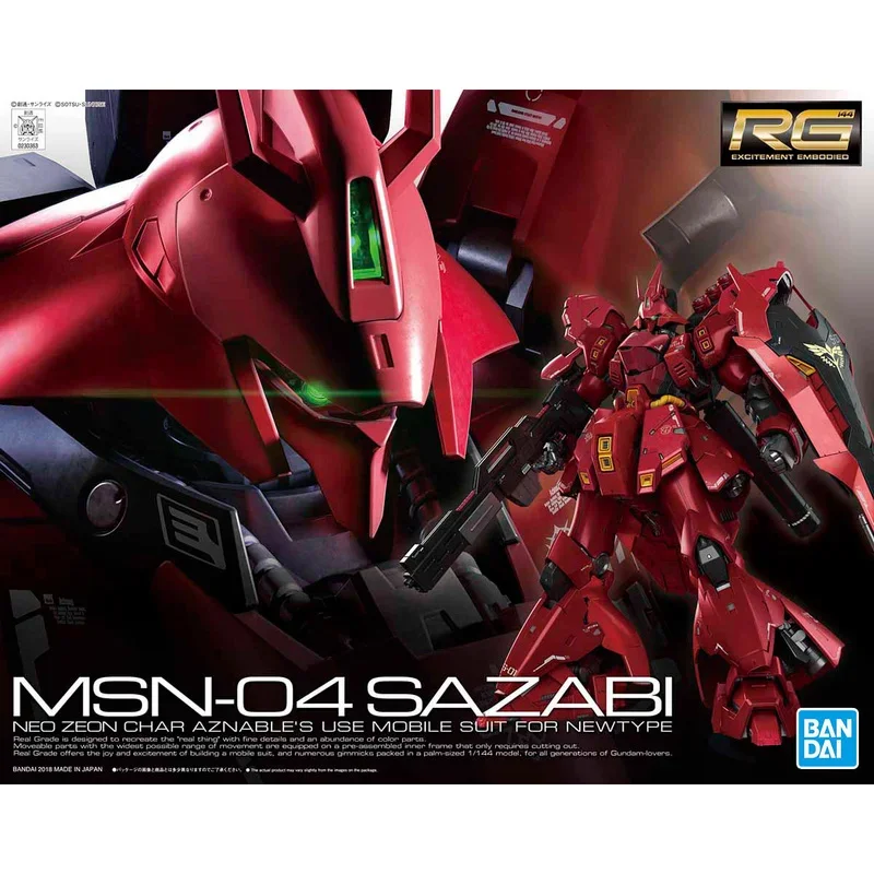 Bandai Original GUNDAM RG 1/144 MSN-04 Sazabi Anime Action Figure
