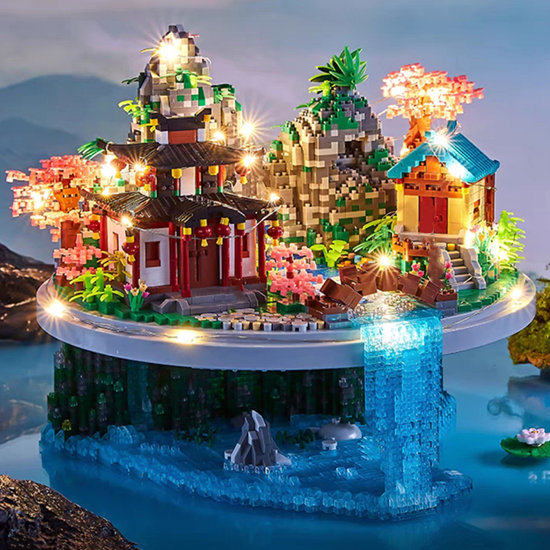 LHCX 816 Peach Garden Village Bridge Waterfall Island Light - LOZ