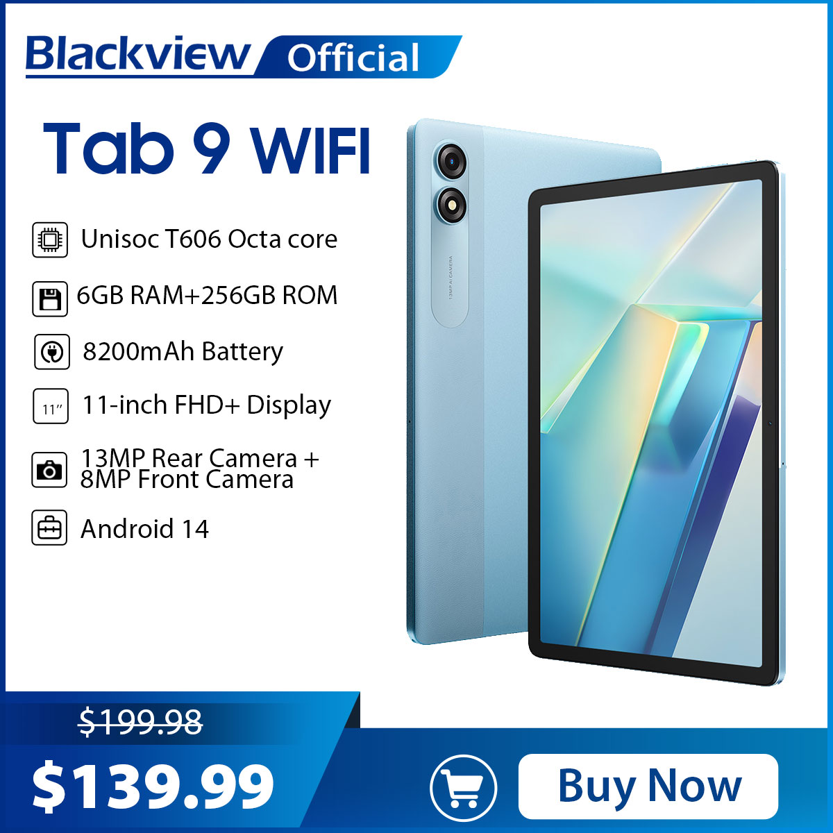 楽天1位！タブレット！Blackview Tab9WiFi Android 14 【公式通販】