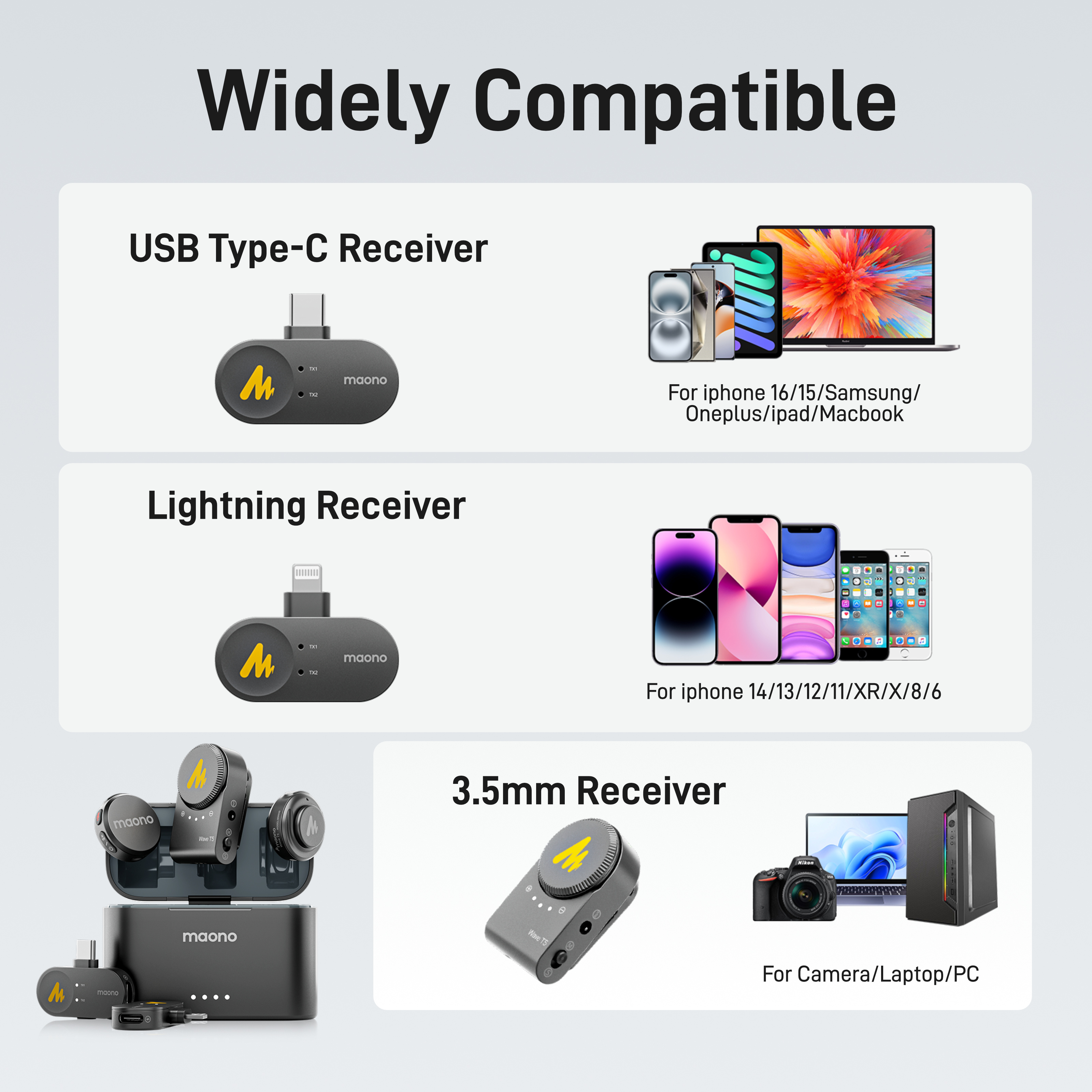 MAONO ピンマイク-ワイヤレスマイク 充電ケース WAVE T5 MAONO