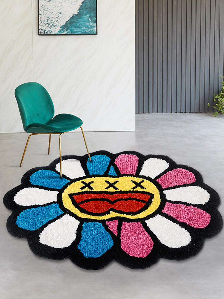 村上隆 Flower Floor Mat Rainbow Ecru beige TAKASHI MURAKAMI