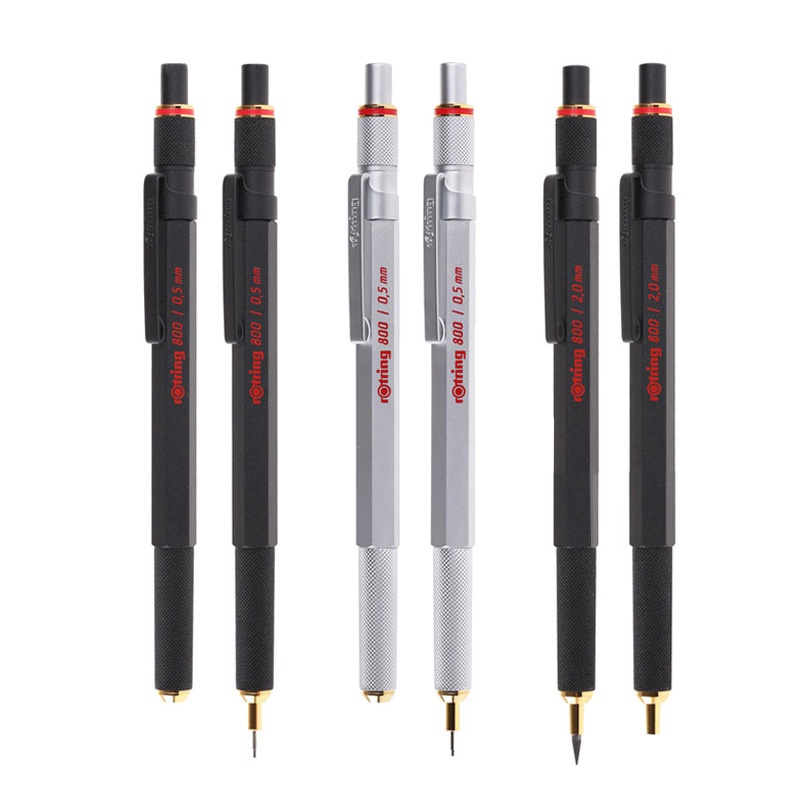 Rotring 800 Mechanical Pencil, 0.7 mm,0.5mm Silver Metal Barrel