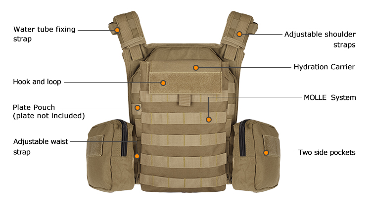 Yakeda-戦術的なプレートキャリアベスト、狩猟の保護ショルダー、背景
