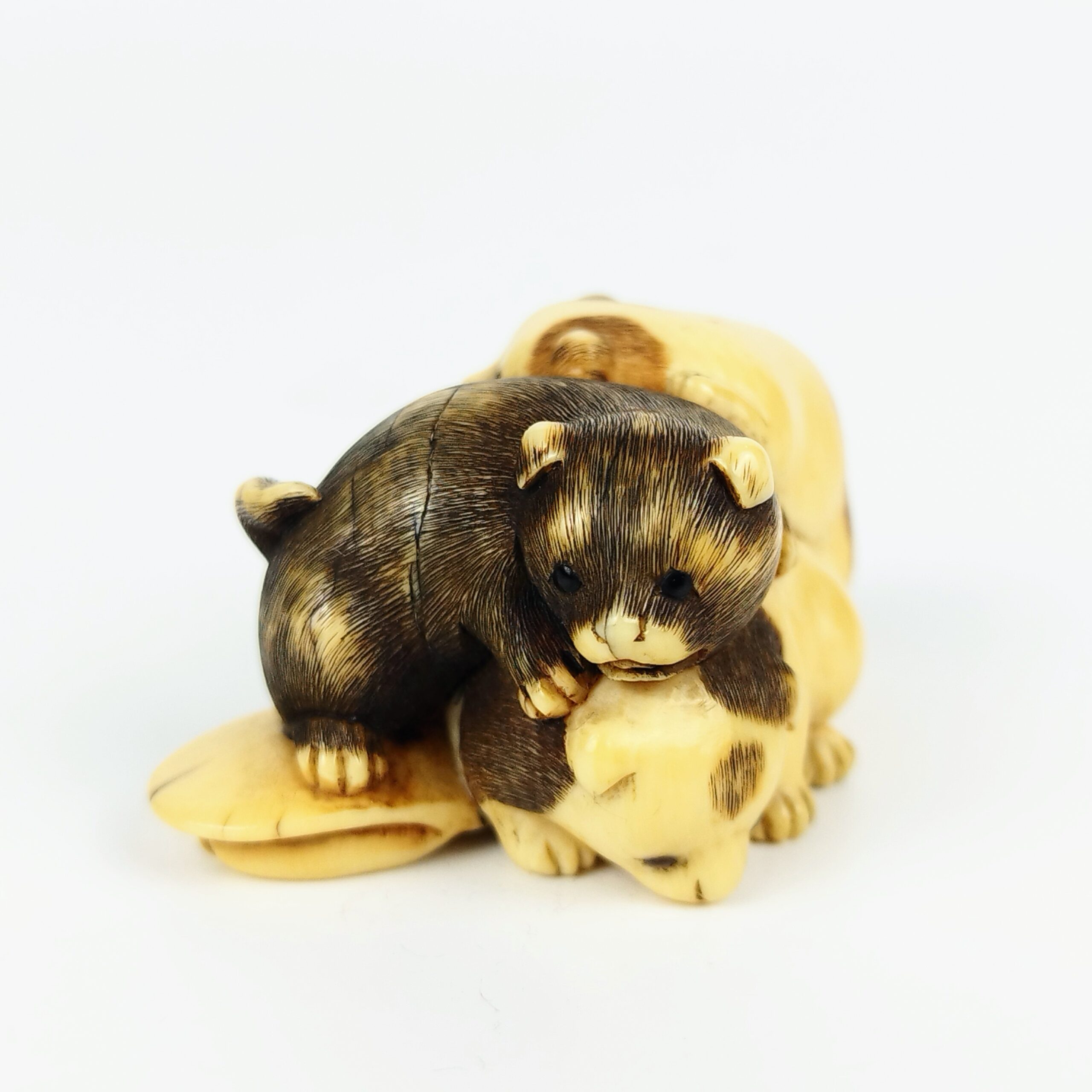 犬の根付(netsuke) 多面体 木製 江戸時代 犬の根付(netsuke) 多面体