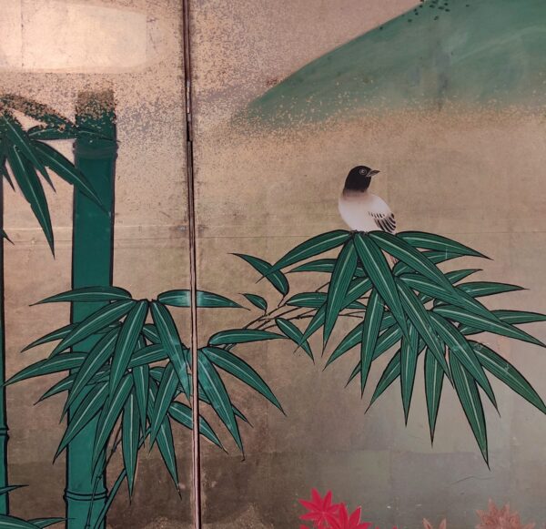 江戸後期 ~ 明治初期 六曲屏風 二点セット 鳥花図 美品 アンティーク