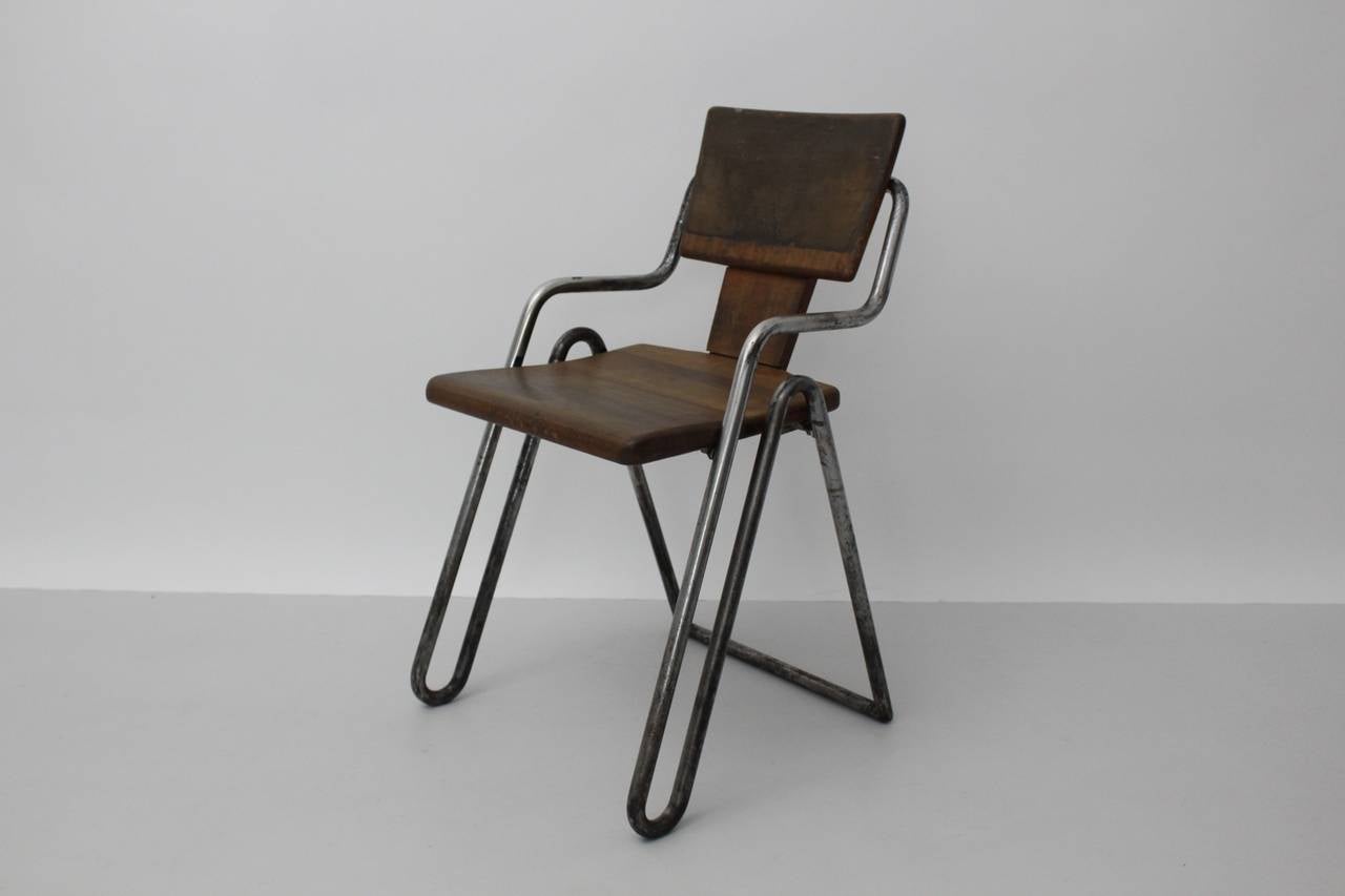 Peter Behrens Bauhaus Industrial Tubular Steel Chair Germany