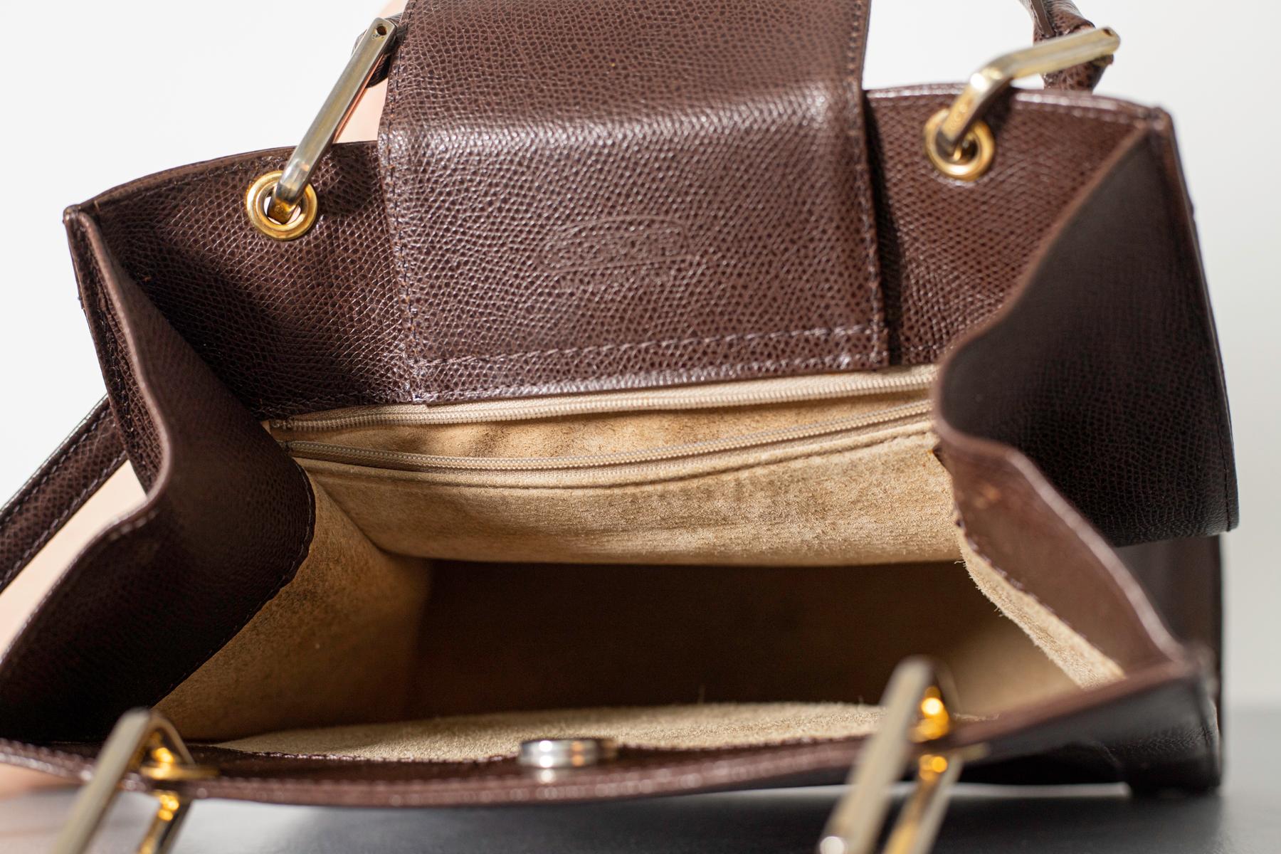 Gucci Vintage Brown Leather Italian Handbag 1940 at 1stDibs