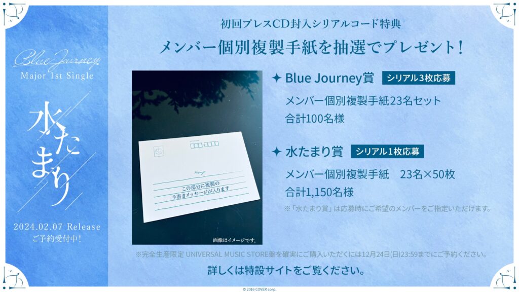 兎田ぺこら 水たまり Blue Journey賞 メンバー個別複製手紙 兎田ぺこら