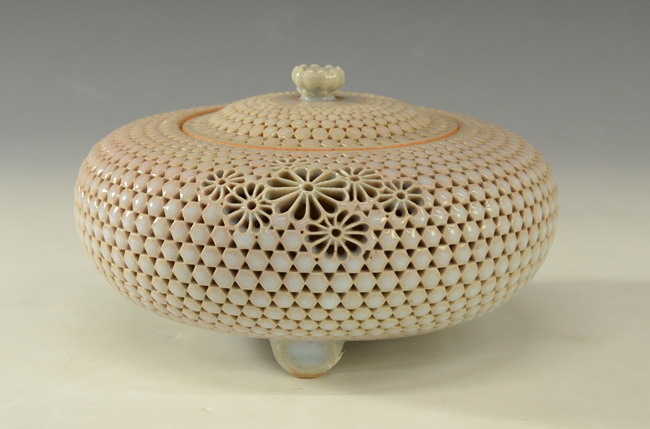 萩焼本郷窯 萬亀香合 廣澤洋海 共箱 R1485ダN 萩焼本郷窯 萬亀香合