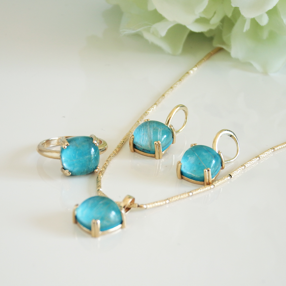 ルチルクォーツとターコイズのジュエリーシリーズ | Aire Jewelry