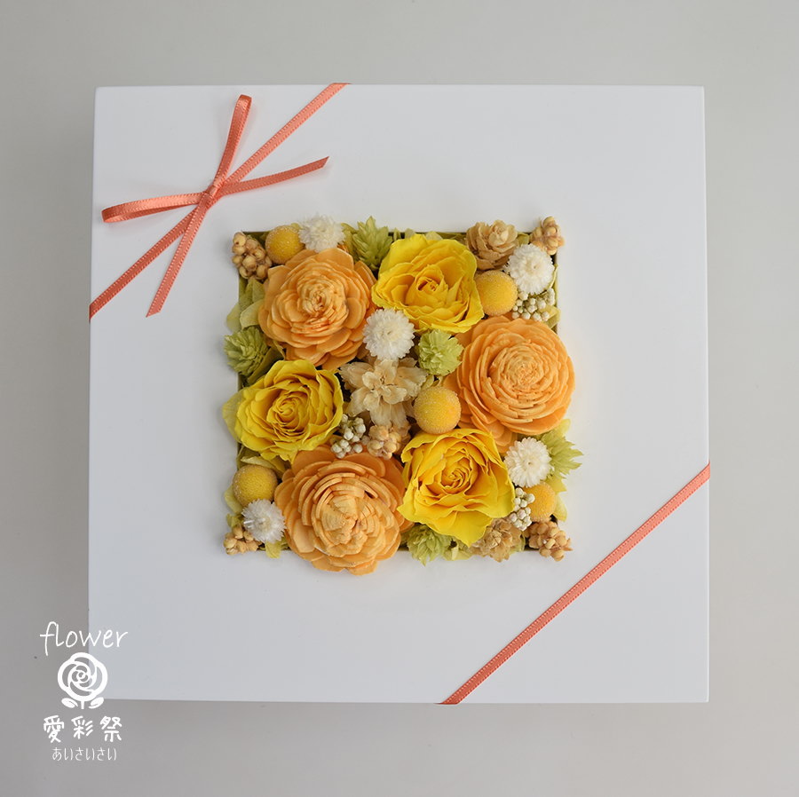 オレンジの花 油彩画 フレーム付き オレンジの花 油彩画 フレーム付き