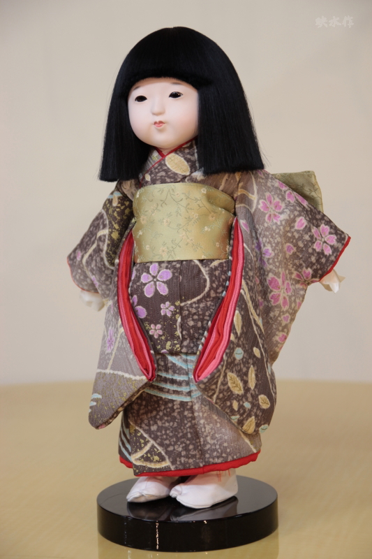 味岡映水作 8号 市松人形 (101) 約32センチ 正絹衣装 絹毛 | 味岡人形