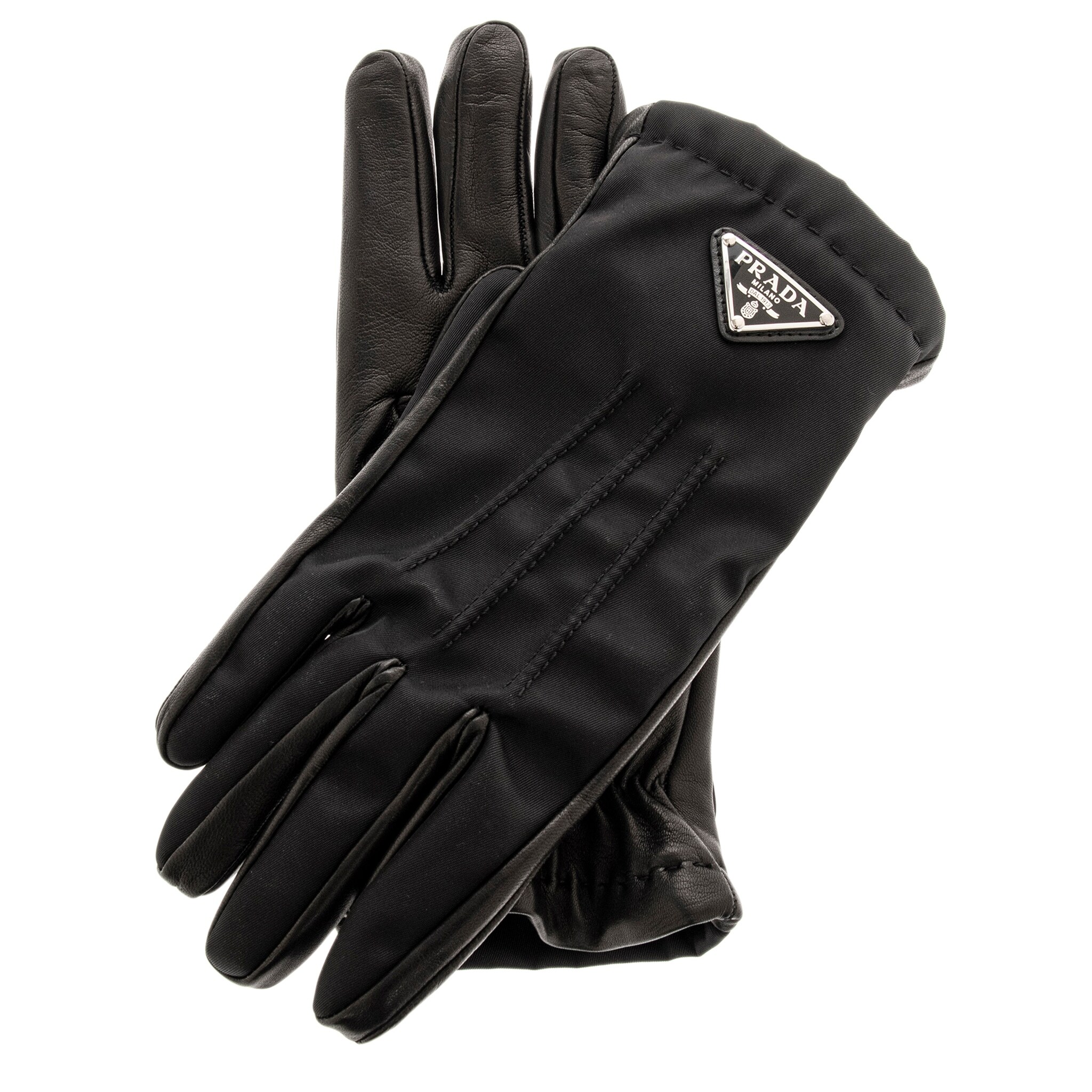 Prada Men's Re-Nylon and Nappa Leather Gloves - On Sale