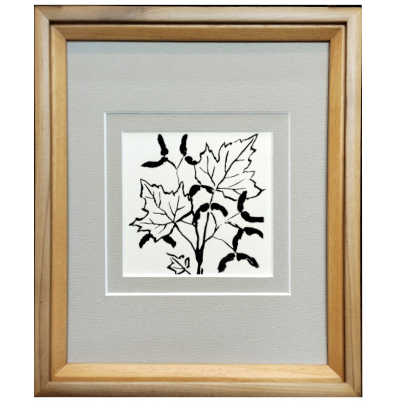 ☆坂本直行☆「カンアオイ」単色水彩画 小作品20角額 未使用