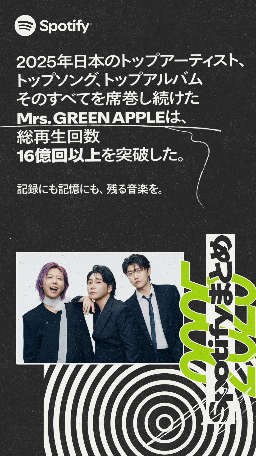 Spotifyまとめ2025にMrs. GREEN APPLEが登場！ -Mrs. GREEN APPLE