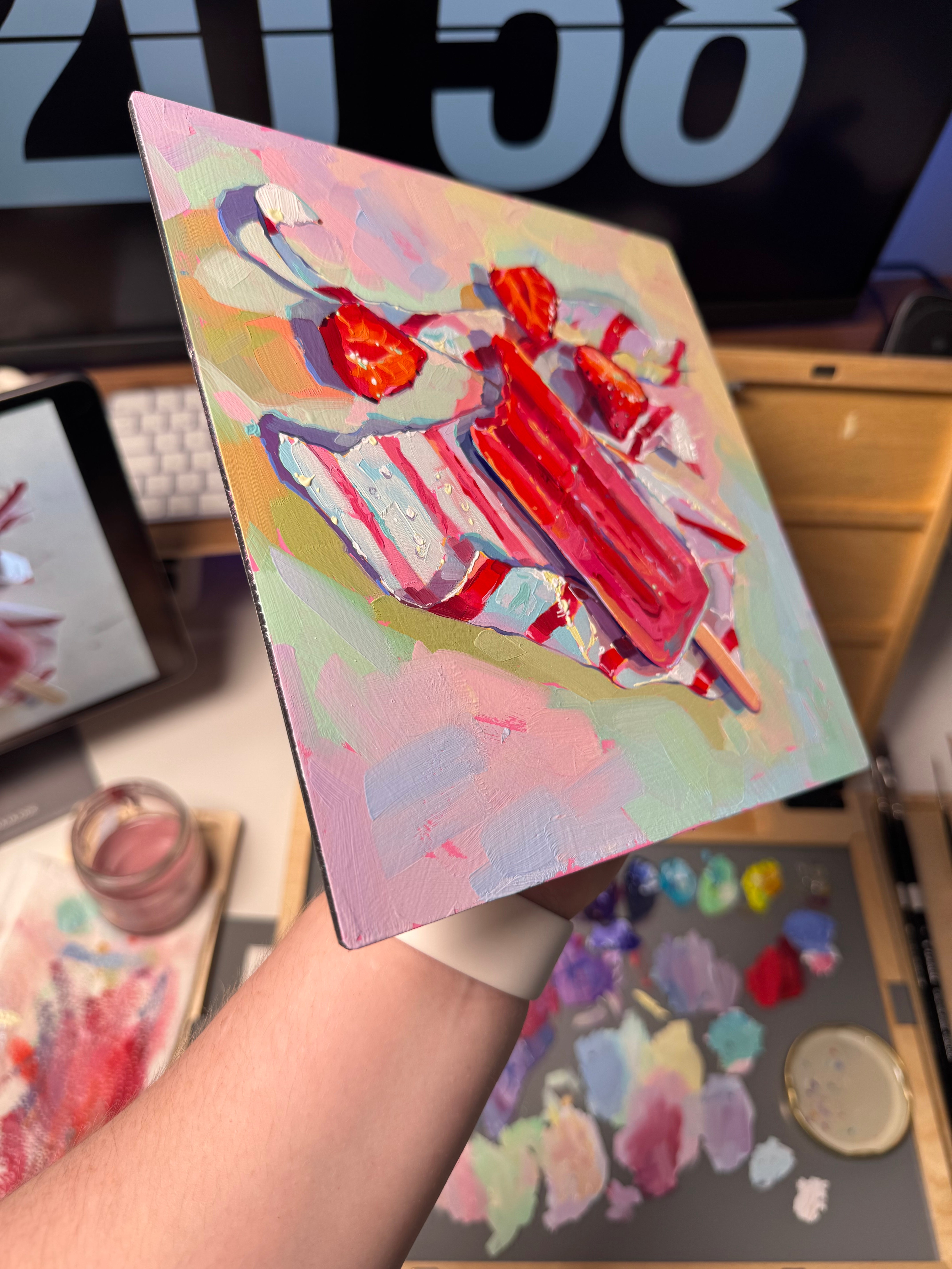 鉛筆画「Sweet strawberry ice cream」 B5大サイズ Breyers Ice Cream