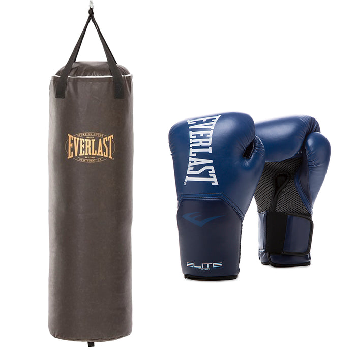 Kit de boxeo Everlast Saco Vintage 120cm + Guante de Boxeo Elite
