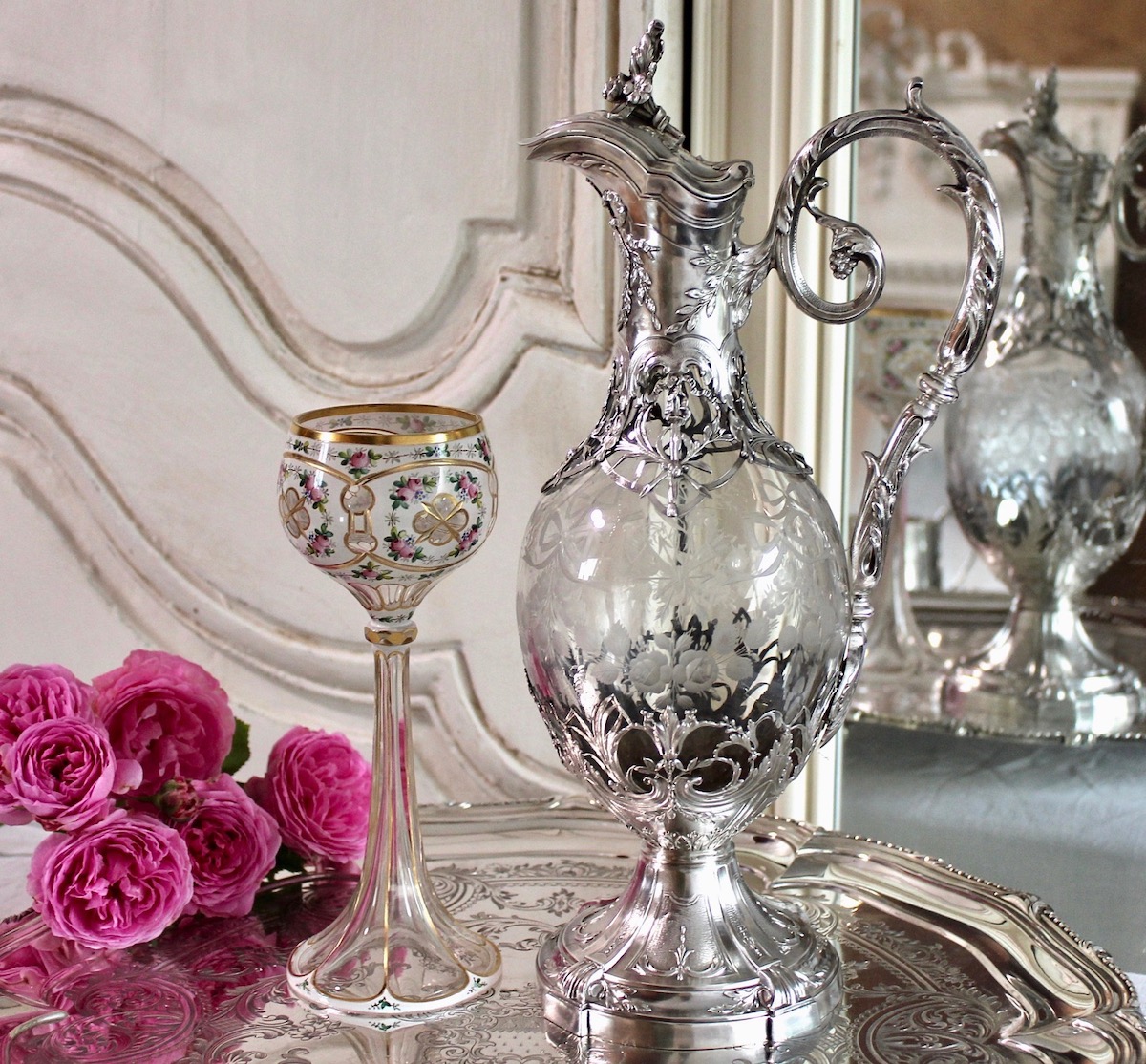 フランス アンティーク 薔薇柄のジャグ 【公式通販】