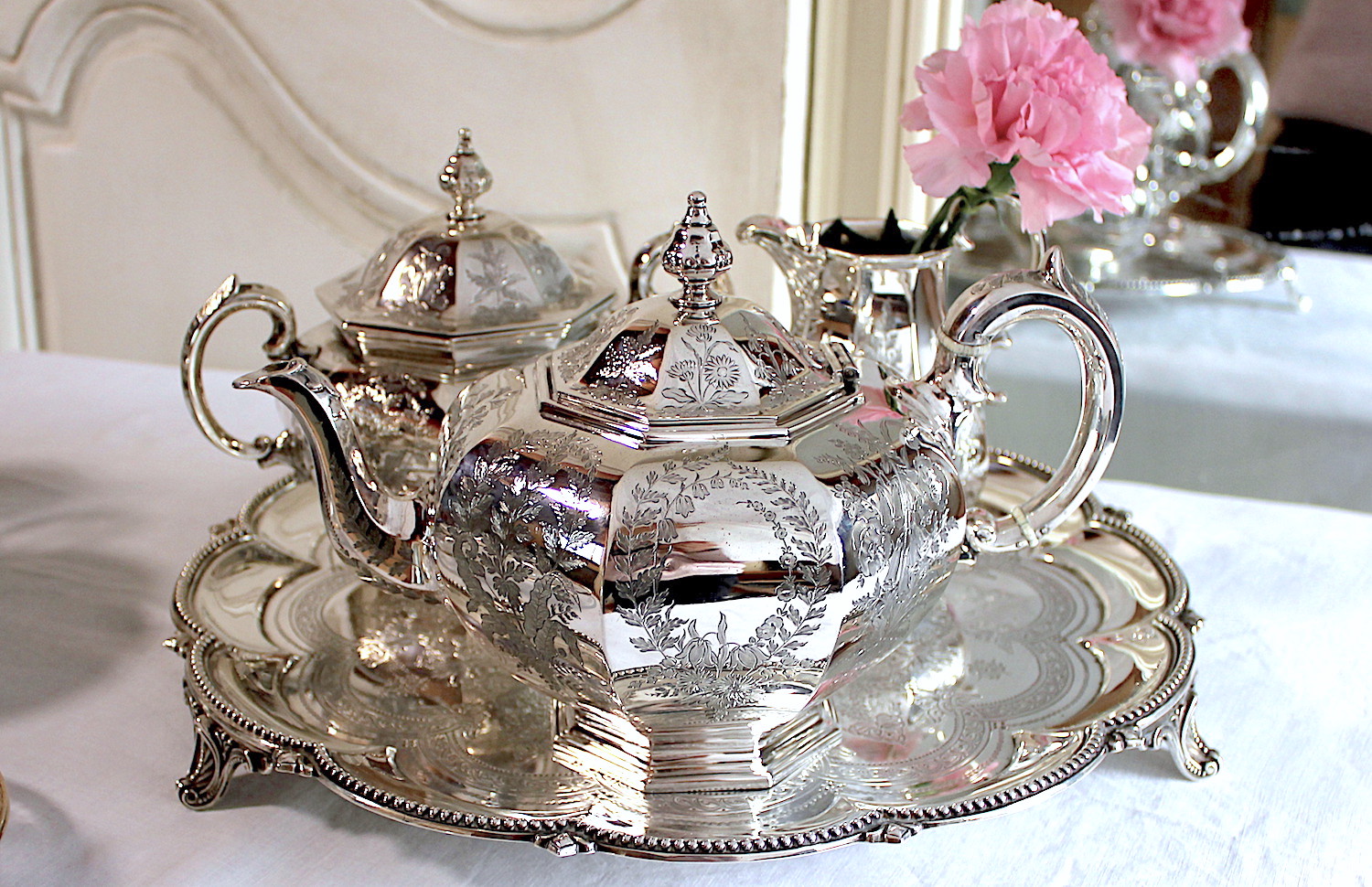 銀製ティーサーバー、3点セット