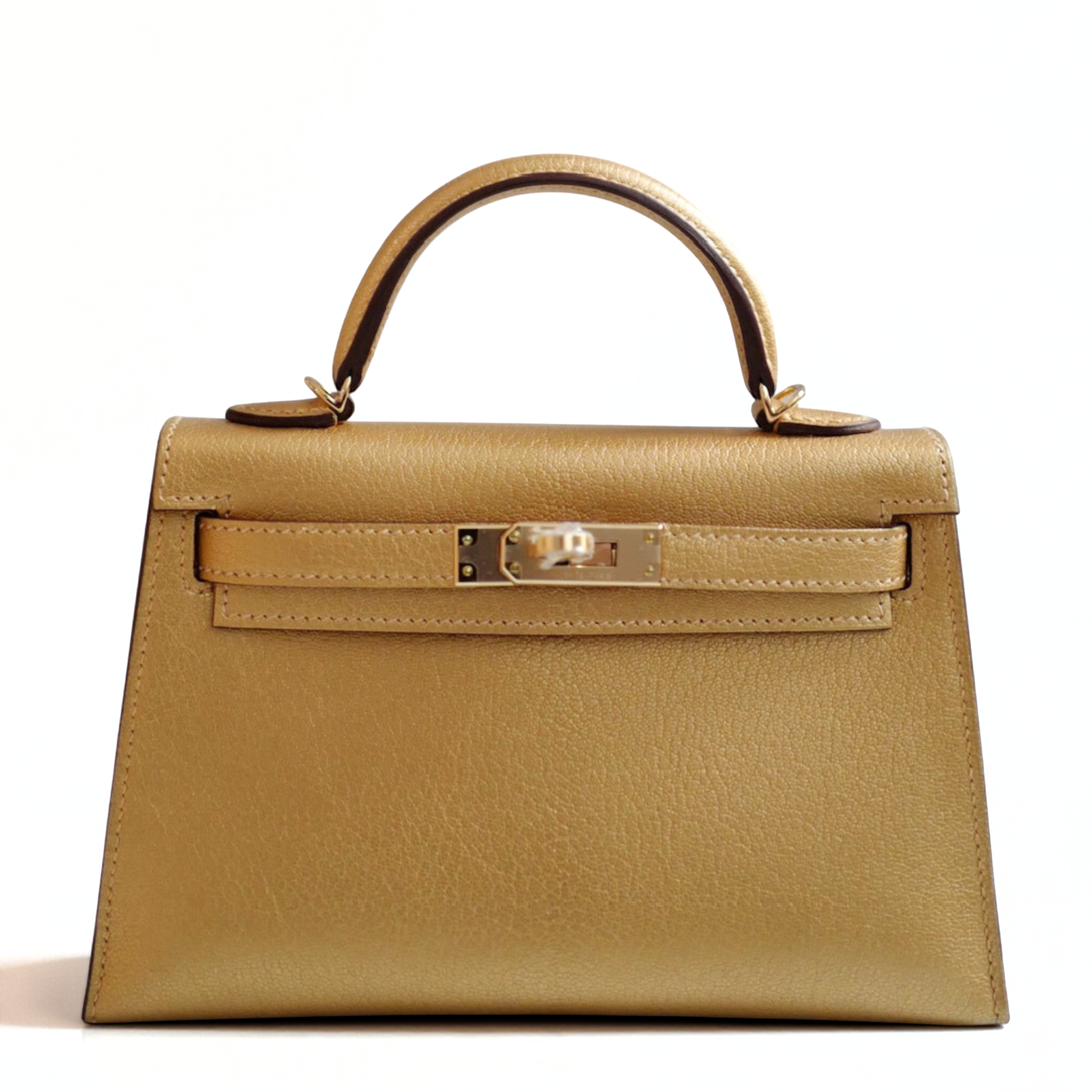 Hermès Mini Kelly Dore Metallic Gold Chèvre Olympic 2024 Champagne HW