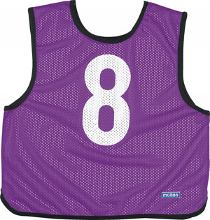 ビブス紫10枚（1-10番）、白10枚（1-10番）、ピンク10枚（1-10番