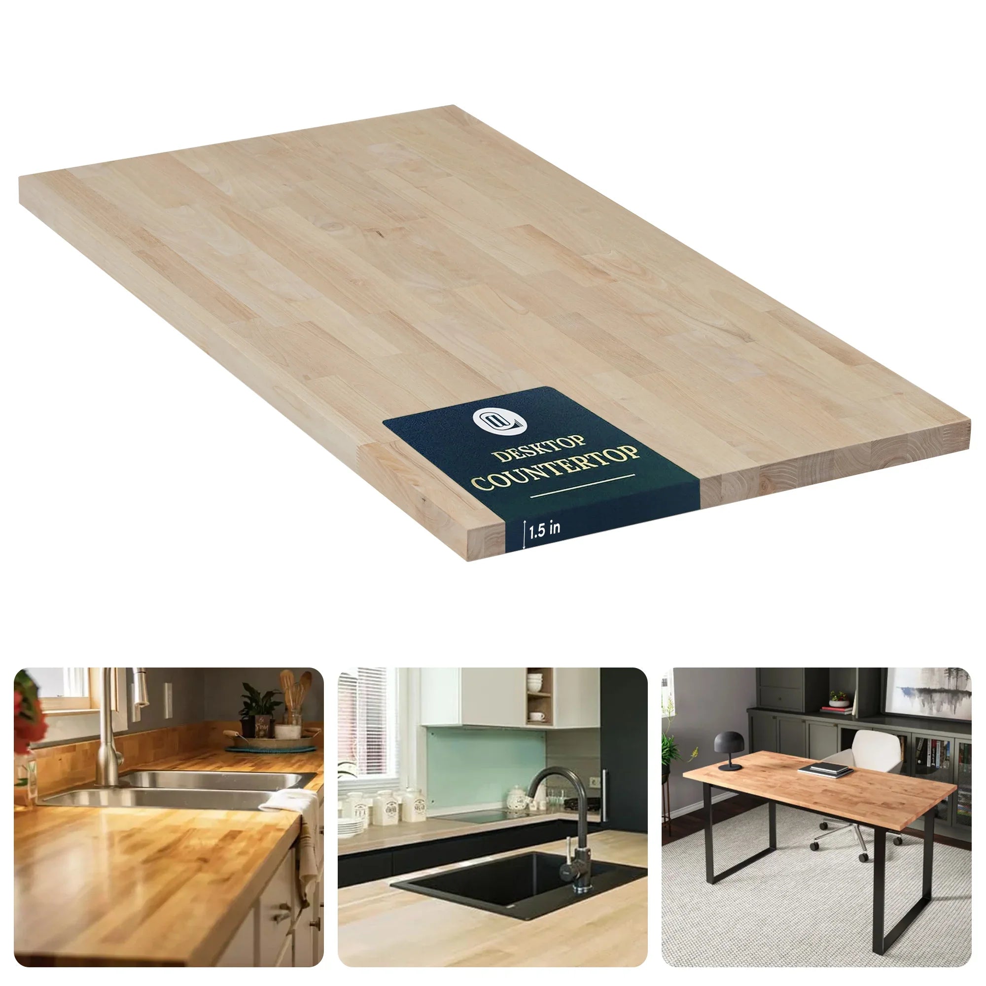 Birch Solid Wood Butcher Block Counter Top, 1.5