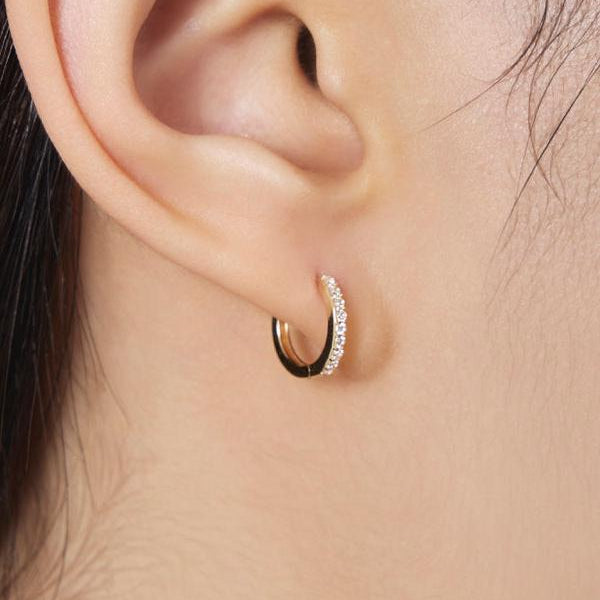 サイズ追加】 K14 フラット ストーン ワンタッチ ピアス [シングル